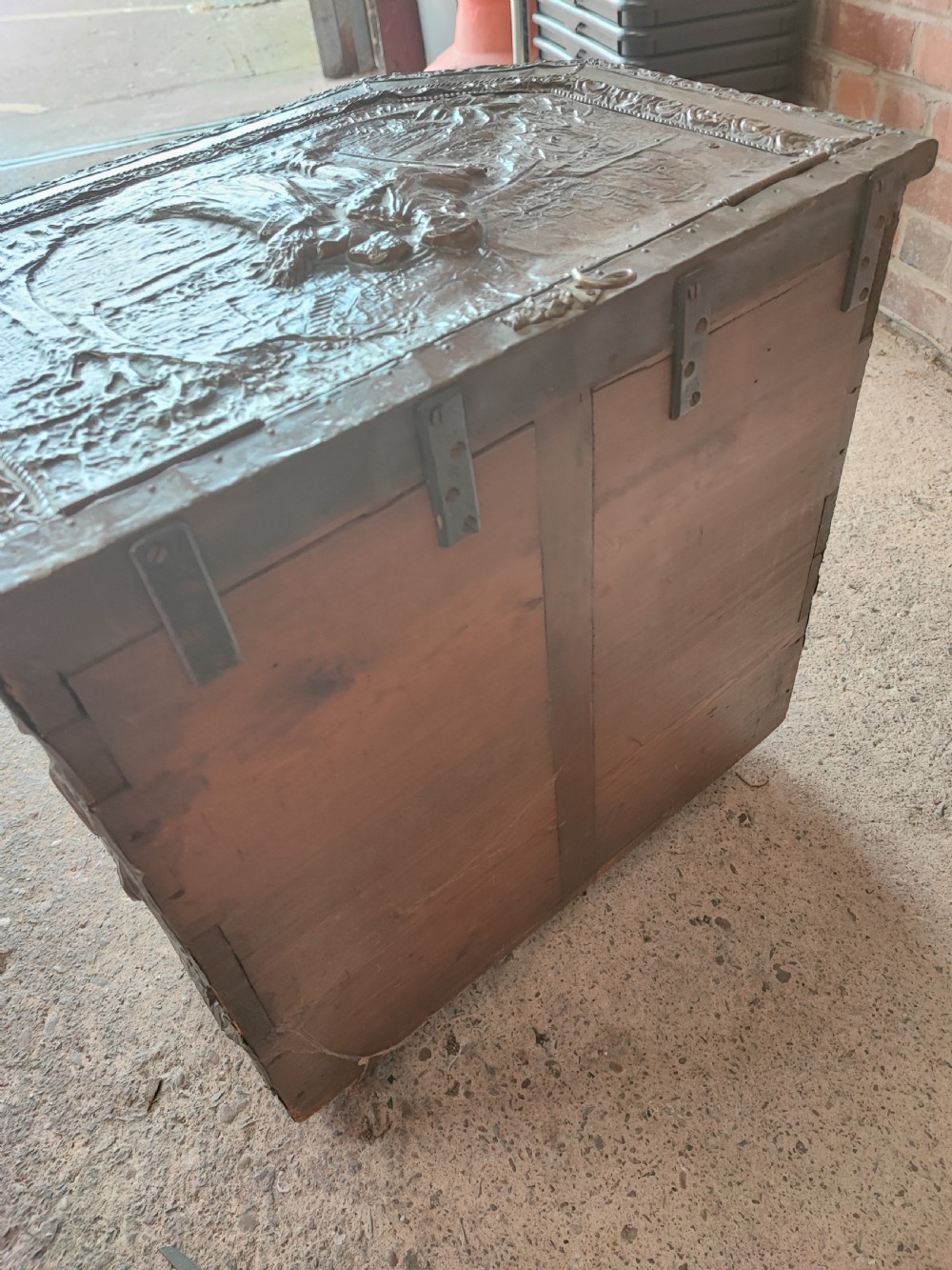  19c bronzed log or coal box  View V