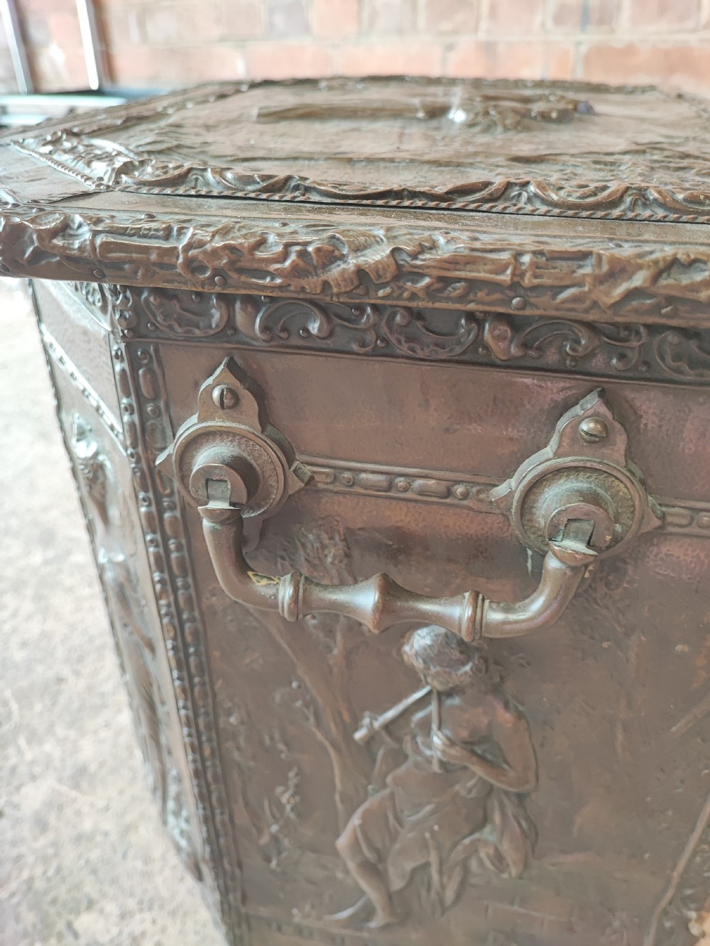  19c bronzed log or coal box  View VI