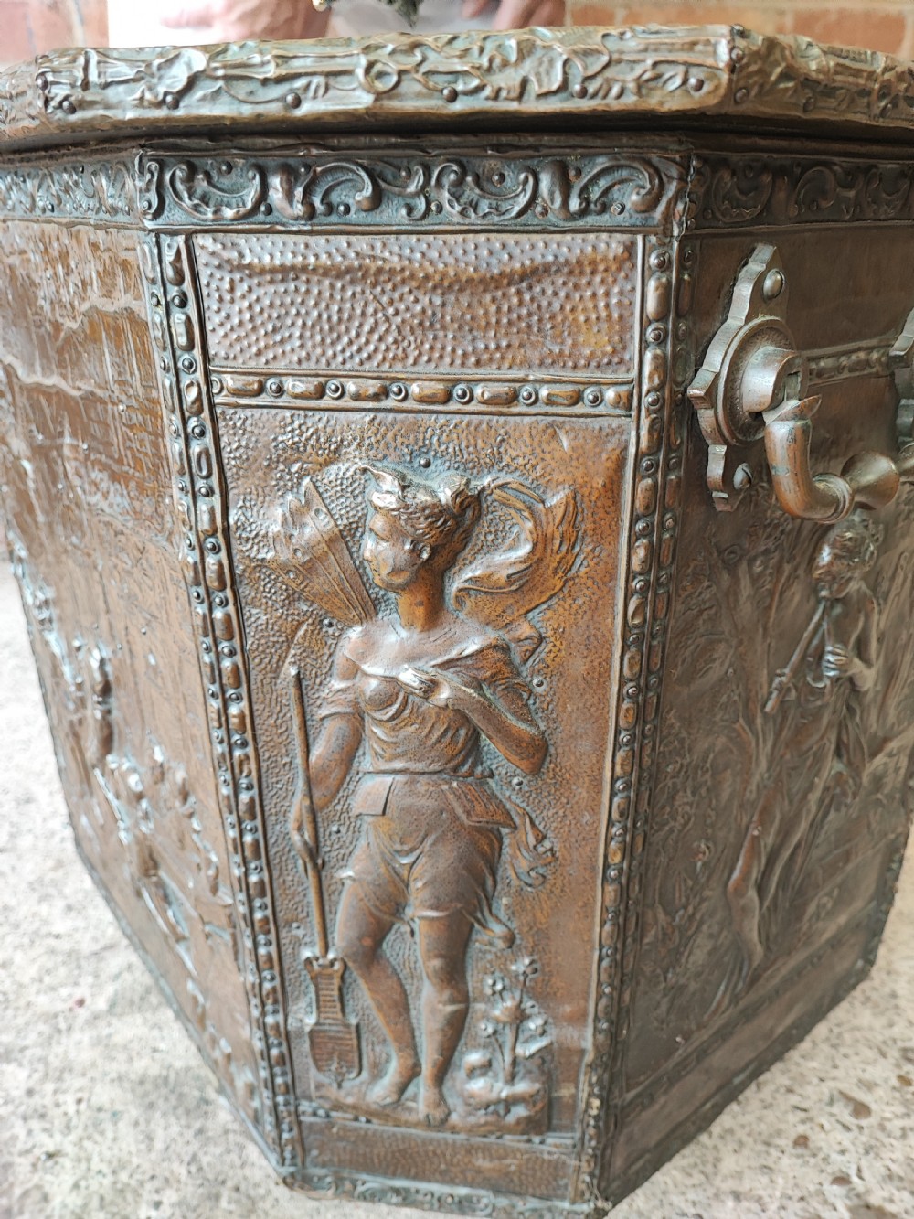  19c bronzed log or coal box  View VII