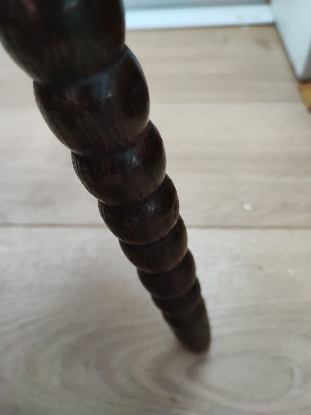 Victorian bobbin and carved oak stool. View II