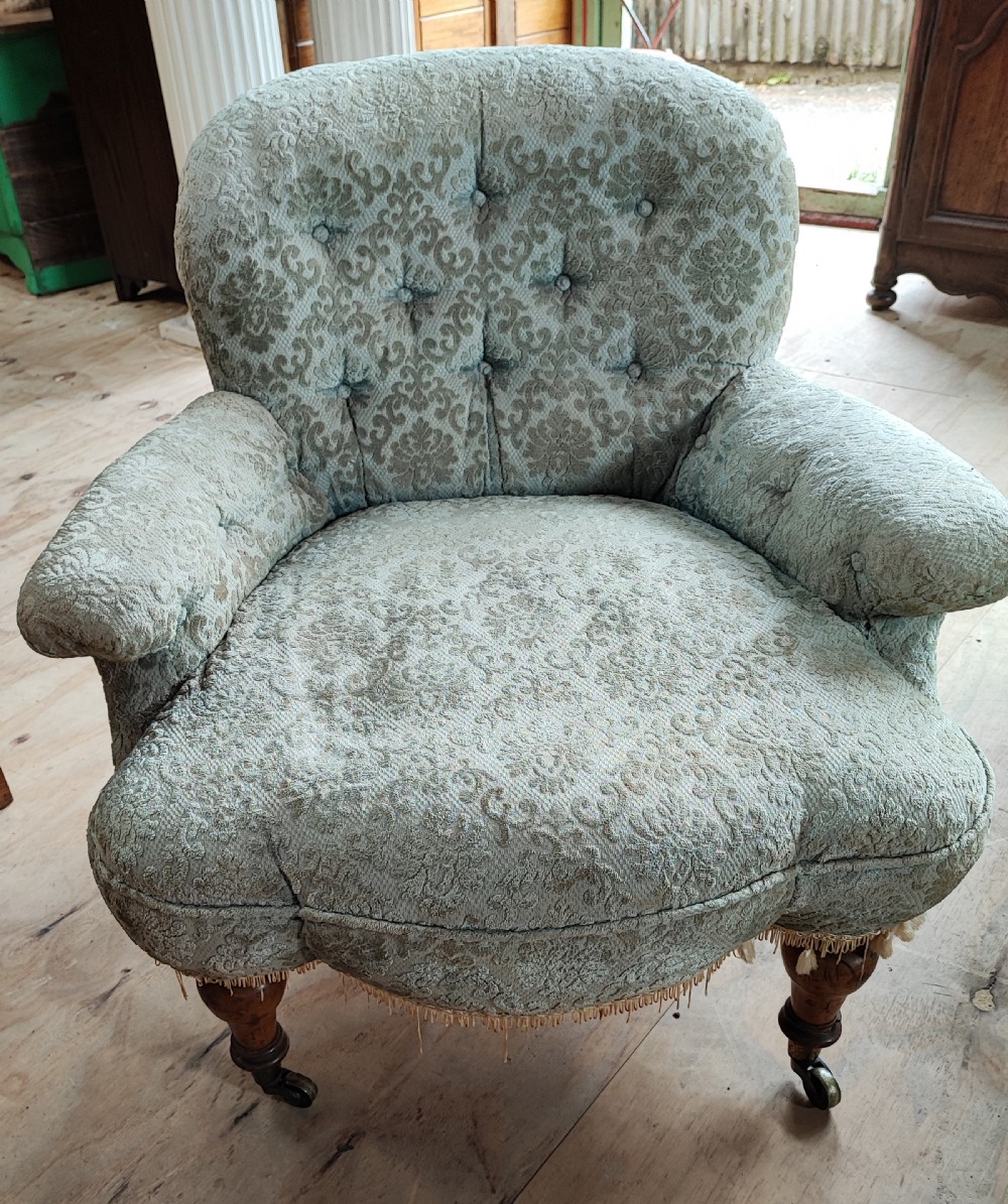  Victorian armchair by C Hindley and son Oxford Street, London.