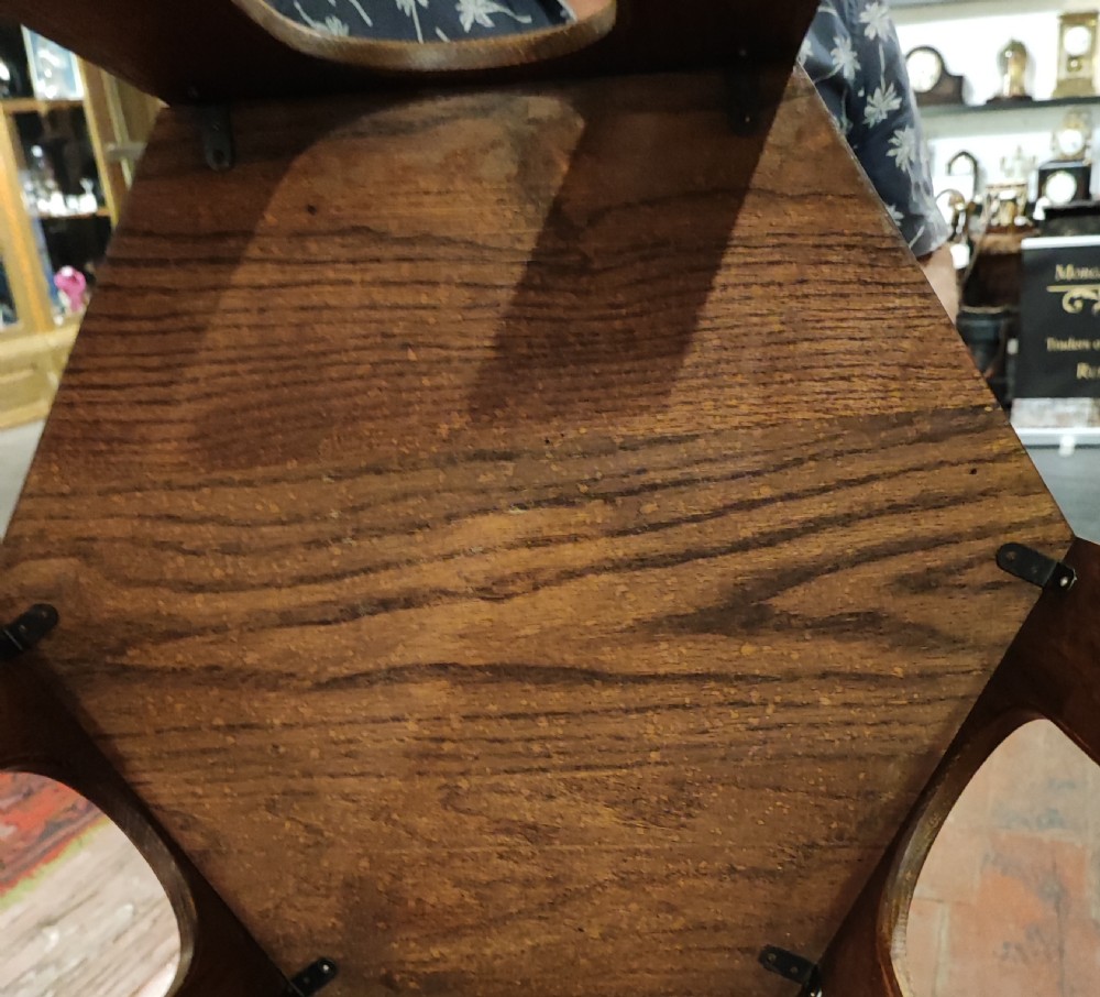 Liberty's of London oak art's and crafts occasional book table. View IV