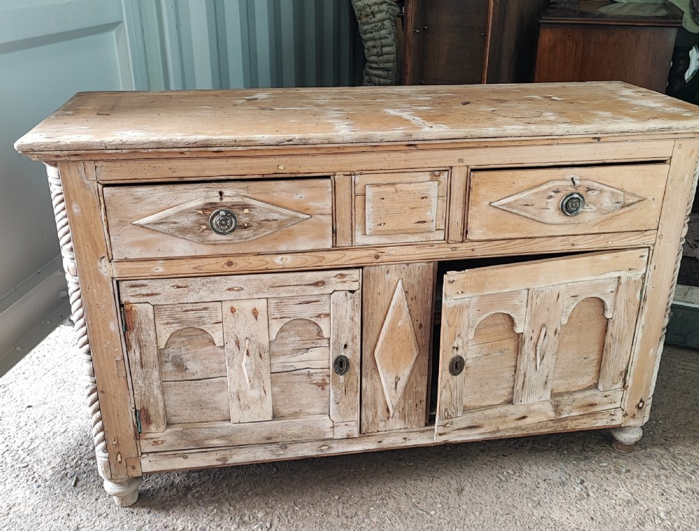 Antique rustic small pine and elm dresser. View II