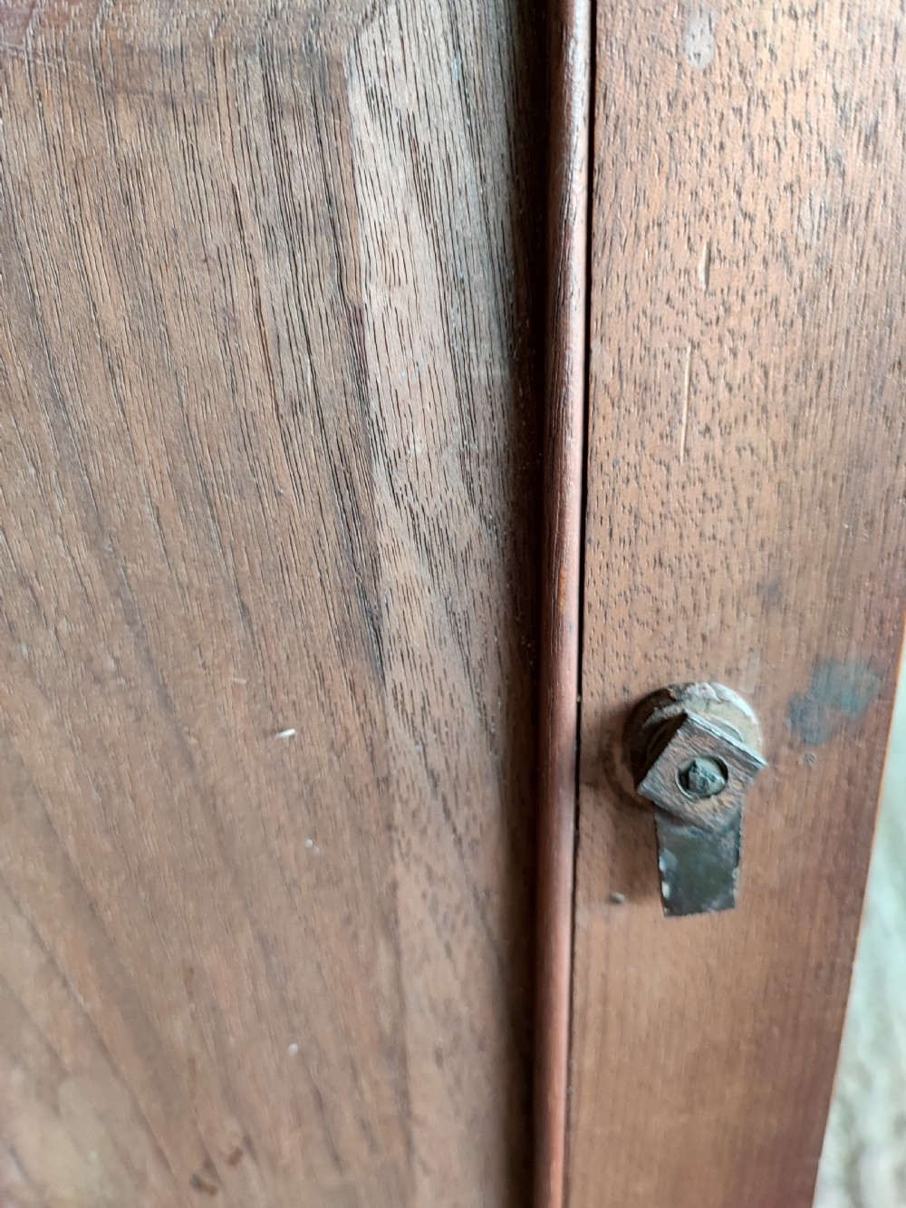 An Edwardian walnut bedside cabinet. View VIII