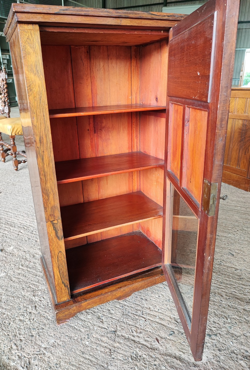 Antique rosewood inlaid music cabinet. View II