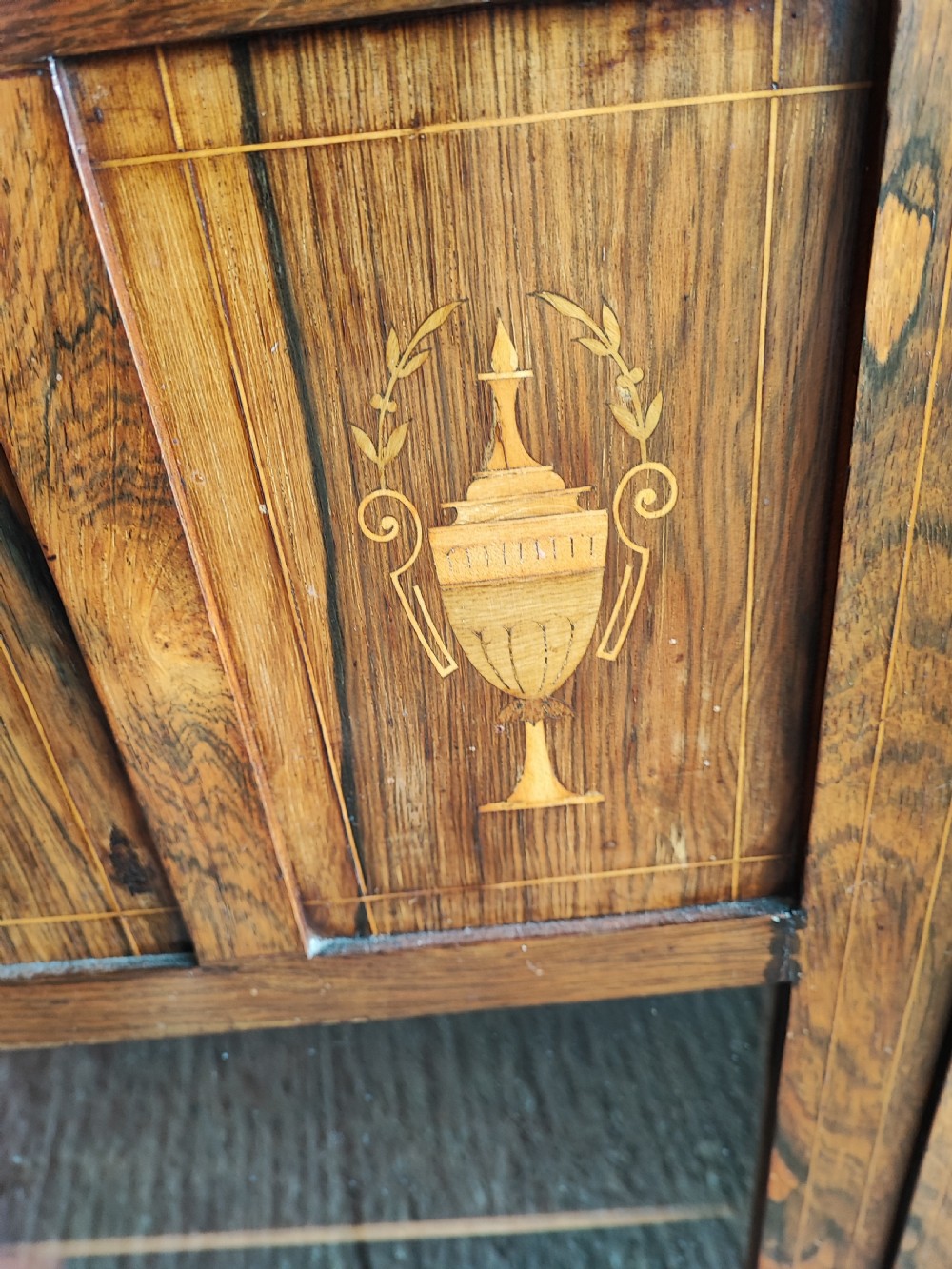 Antique rosewood inlaid music cabinet. View VIII