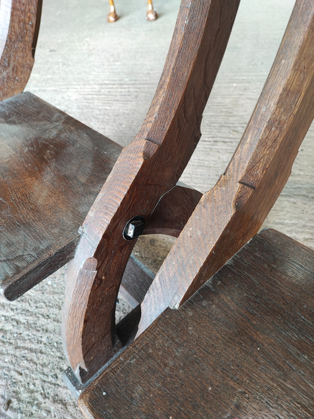 Antique pair of oak benches in the Gothic style. View IV