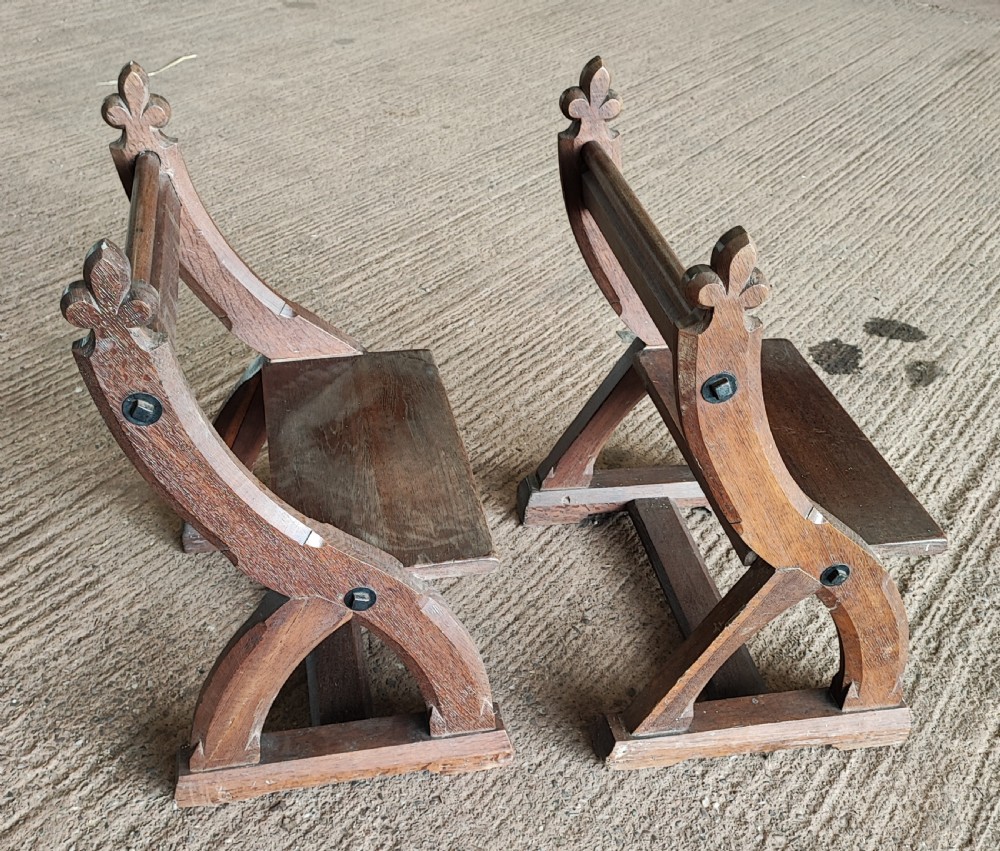 Antique pair of oak benches in the Gothic style. View VIII