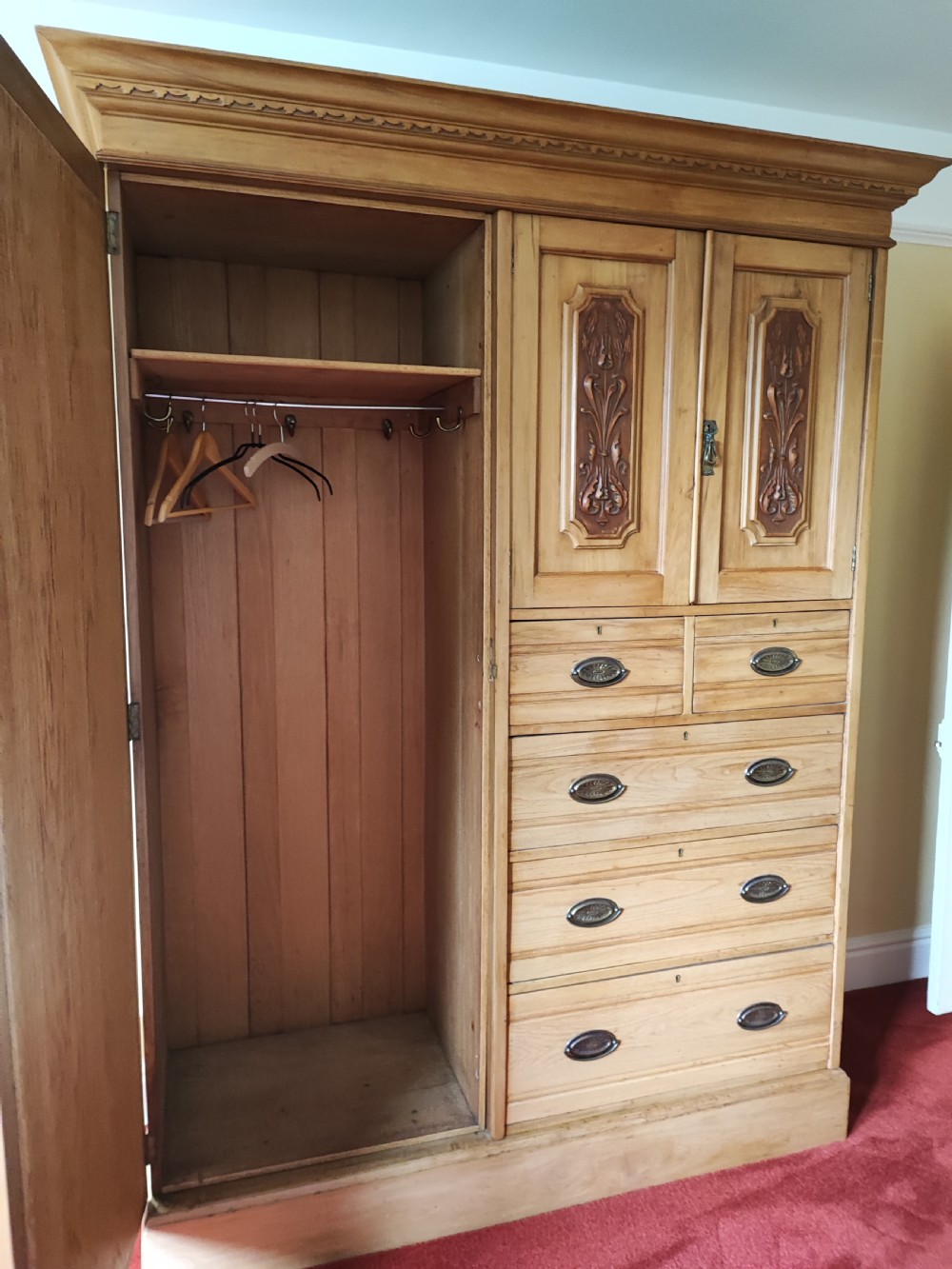 Victorian  combination wardrobe in satin walnut. View III