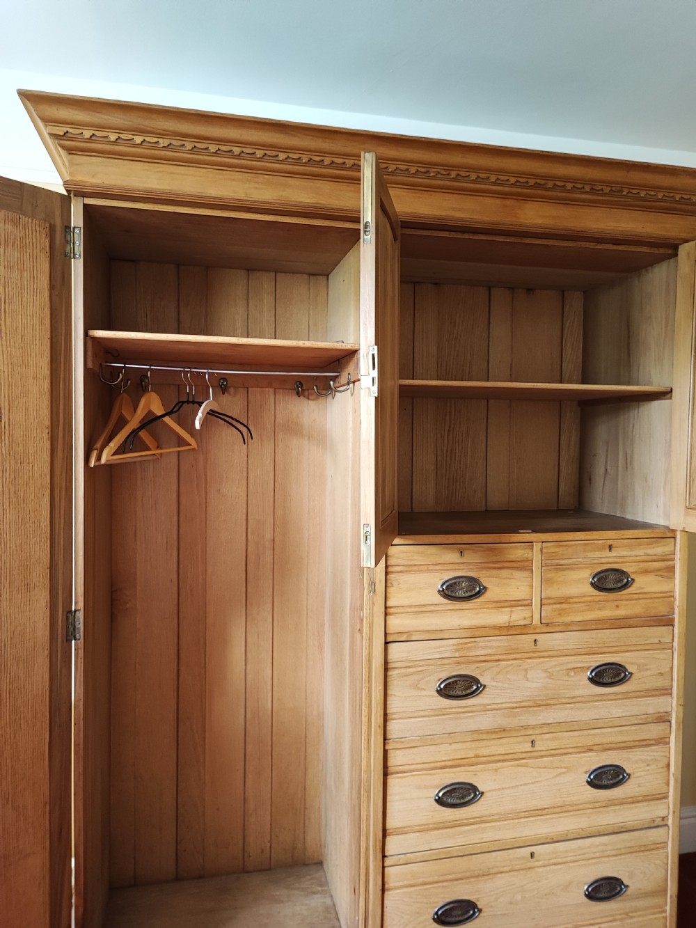 Victorian  combination wardrobe in satin walnut. View VII