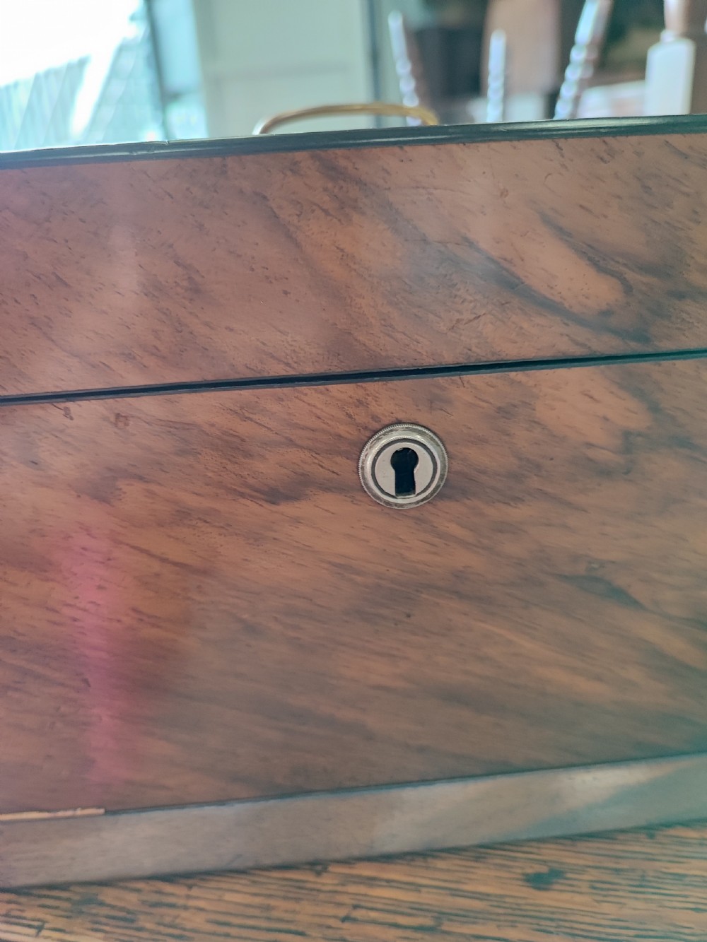 Victorian walnut sewing box View V