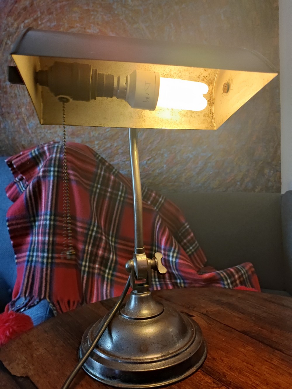 Antique bronzed banker's lamp View V