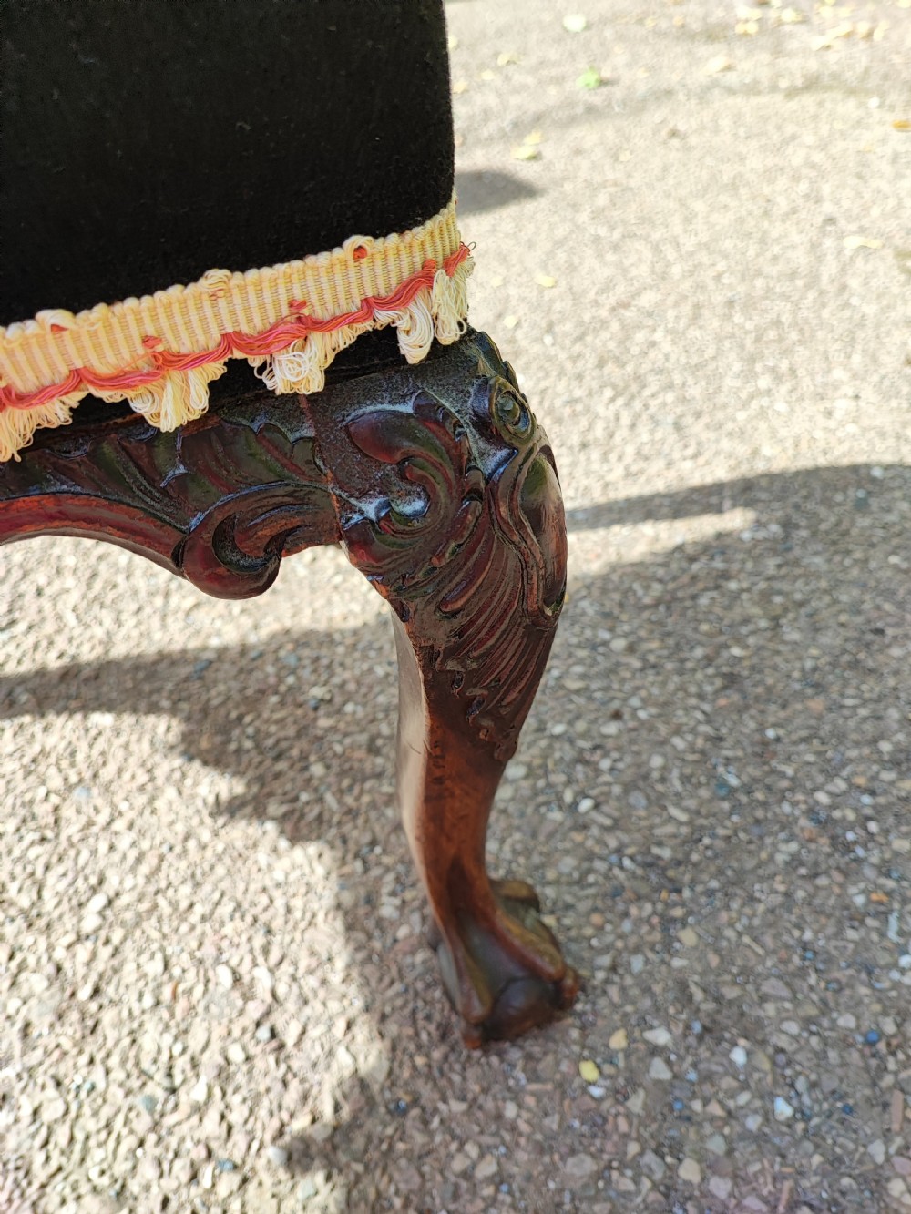 A 19c mahogany Ball and claw, needlework stool. View IV