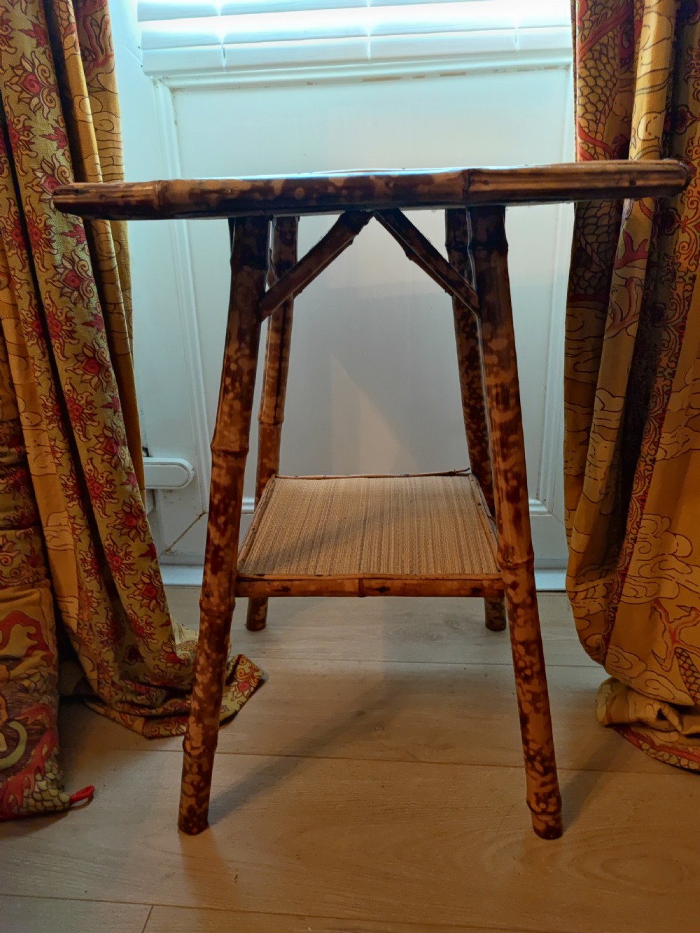 Victorian bamboo and rattan occasional table in the liberty style. View III