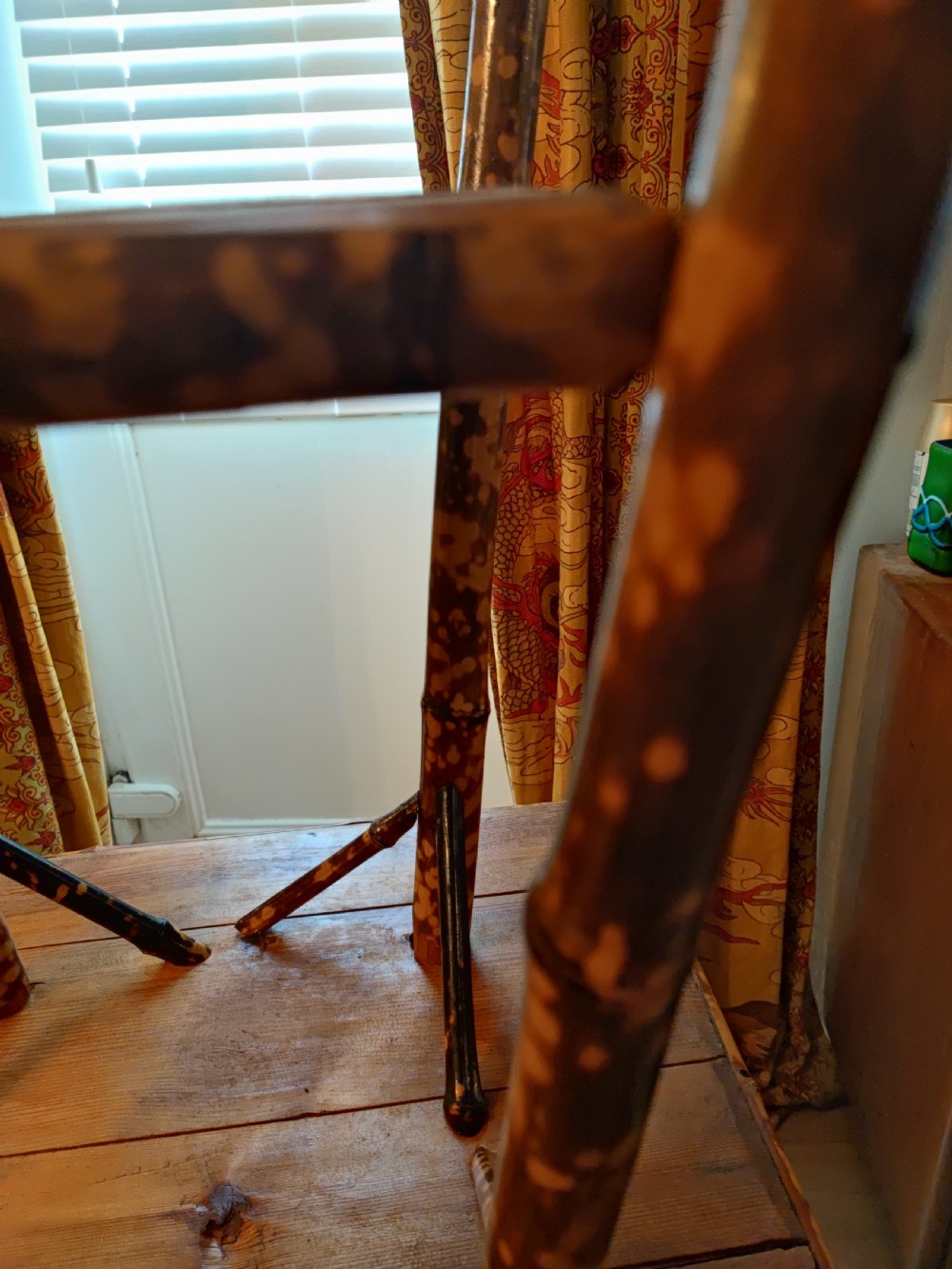 Victorian bamboo and rattan occasional table in the liberty style. View V