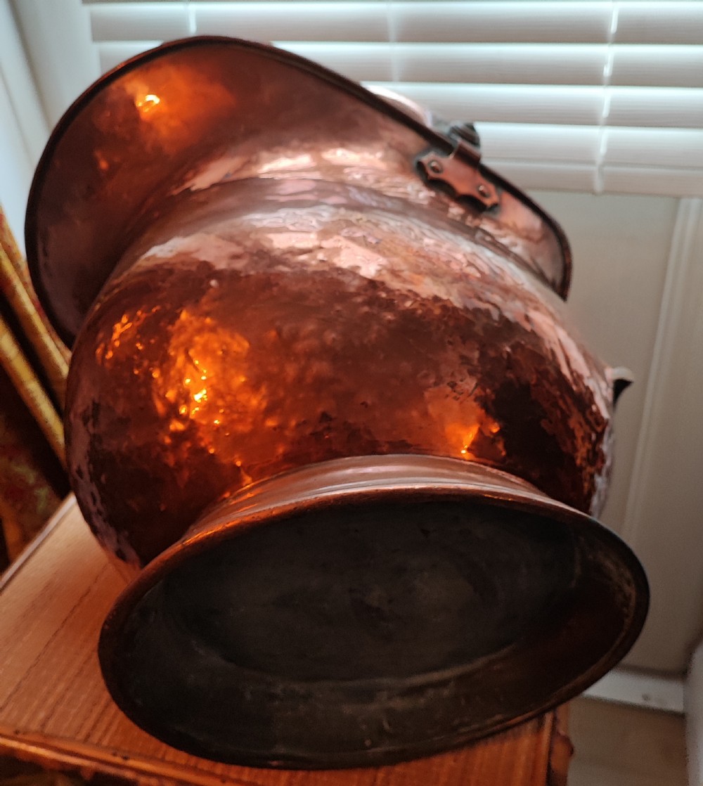 Victorian copper helmet coal or log bucket. View VII