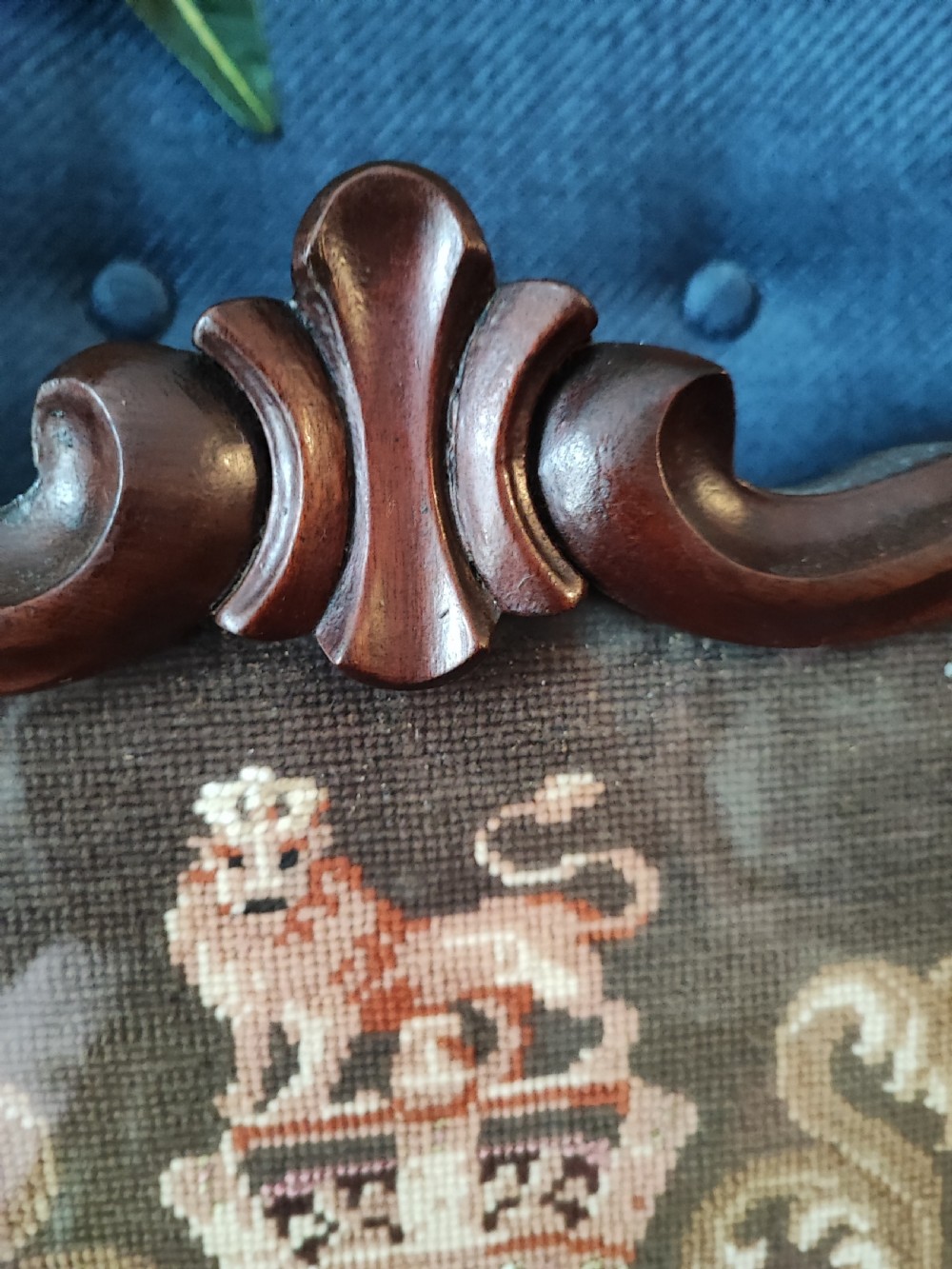 A Victorian Berlin woolwork featuring the royal military coat of arms.  View VIII