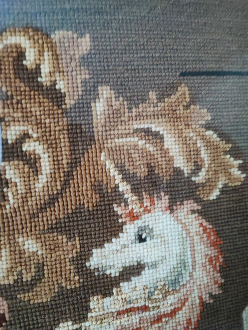 A Victorian Berlin woolwork featuring the royal military coat of arms.  View XI