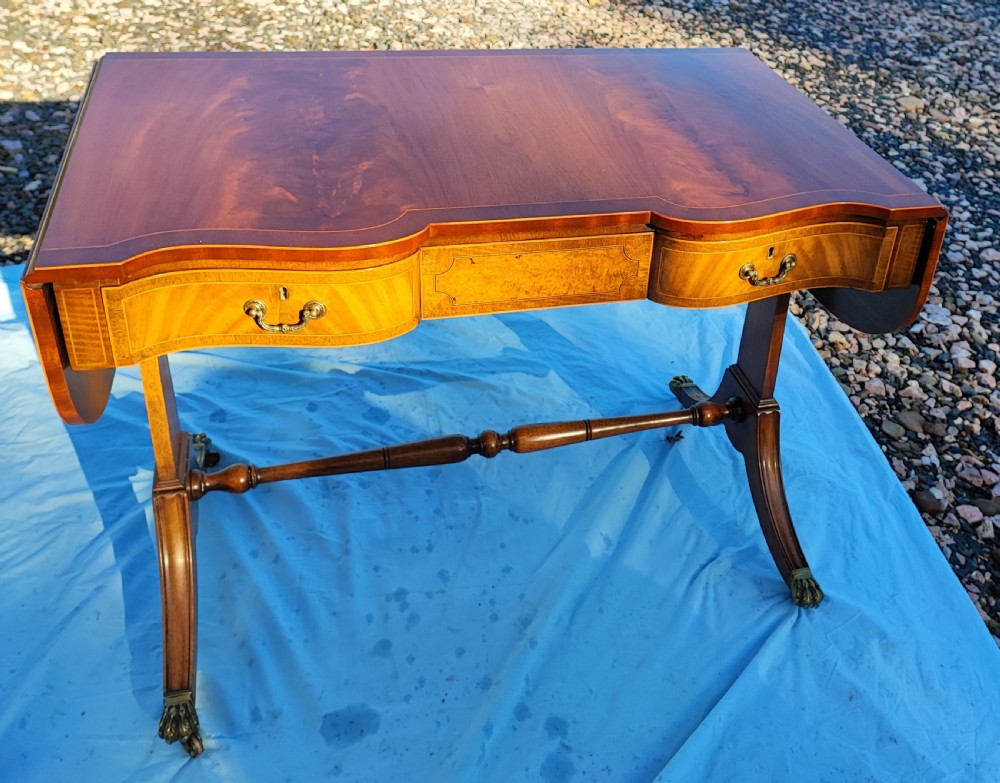 Regency revival inlaid mahogany sofa, table View XVII