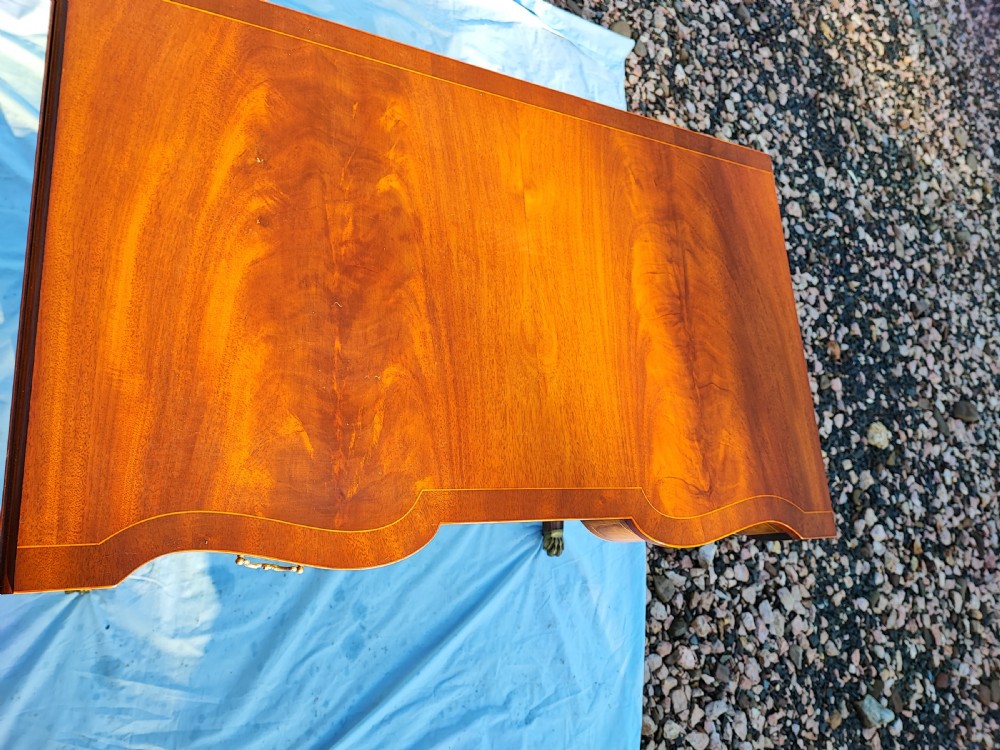 Regency revival inlaid mahogany sofa, table View XXVII