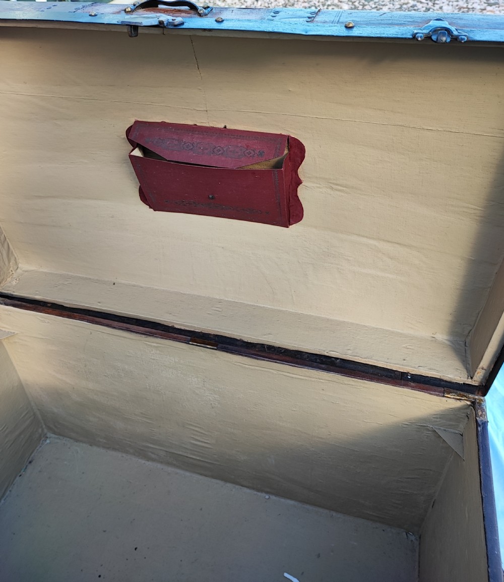 A 19 c tooled leather and mahogany steamer, carriage trunk. View IX
