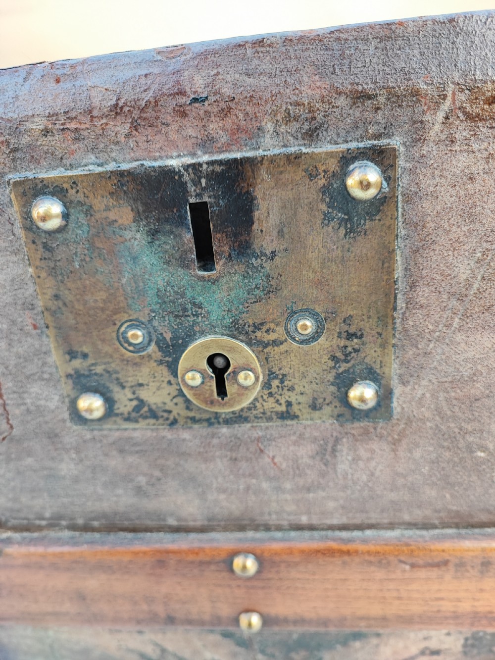 A 19 c tooled leather and mahogany steamer, carriage trunk. View XI