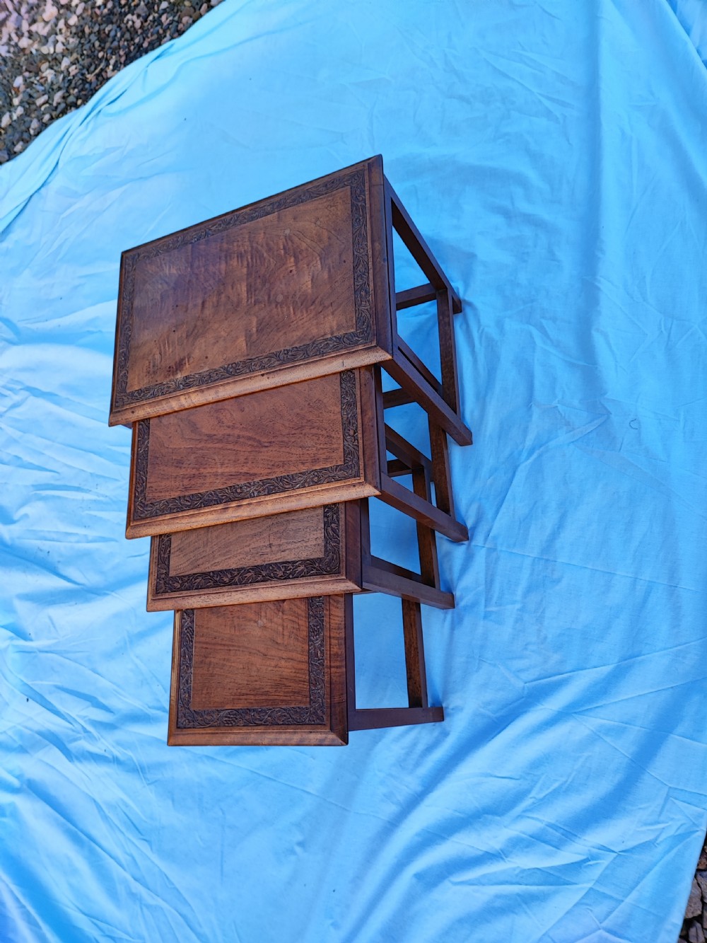 Antique  Anglo Indian Kashmir nest of  four   tables   