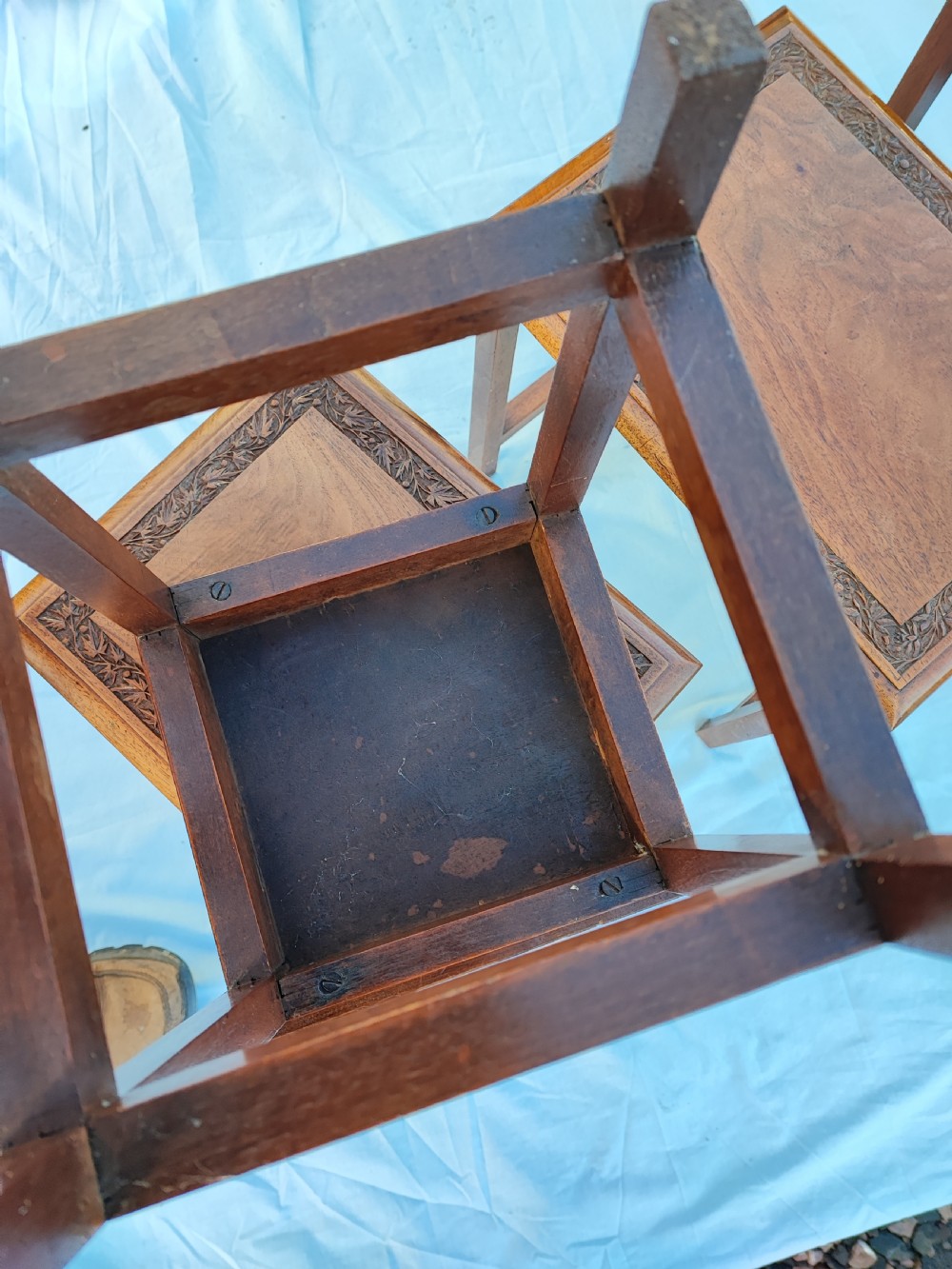 Antique  Anglo Indian Kashmir nest of  four   tables    View VII