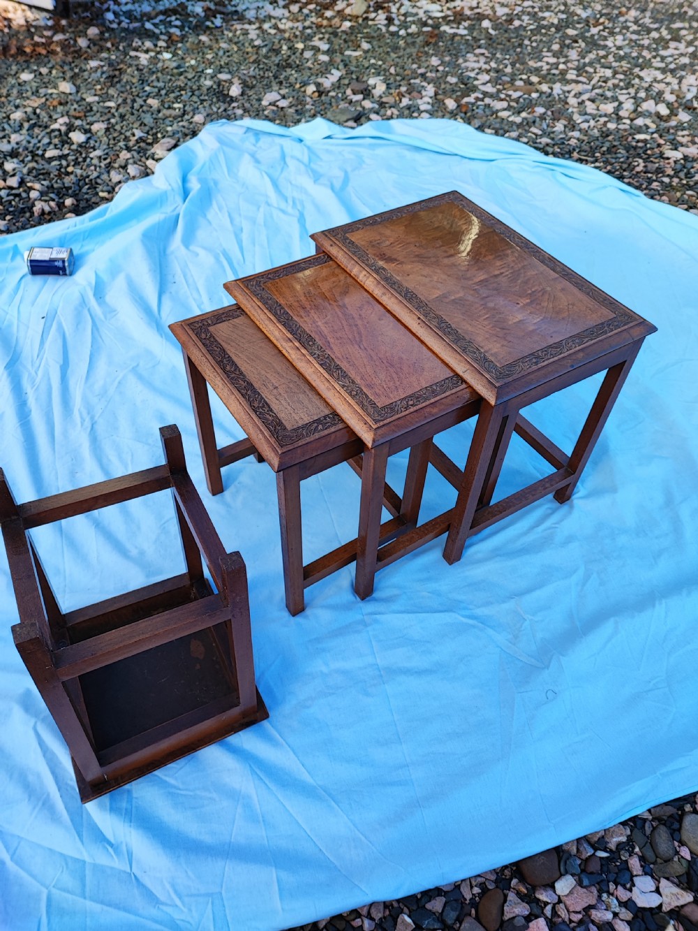 Antique  Anglo Indian Kashmir nest of  four   tables    View VIII