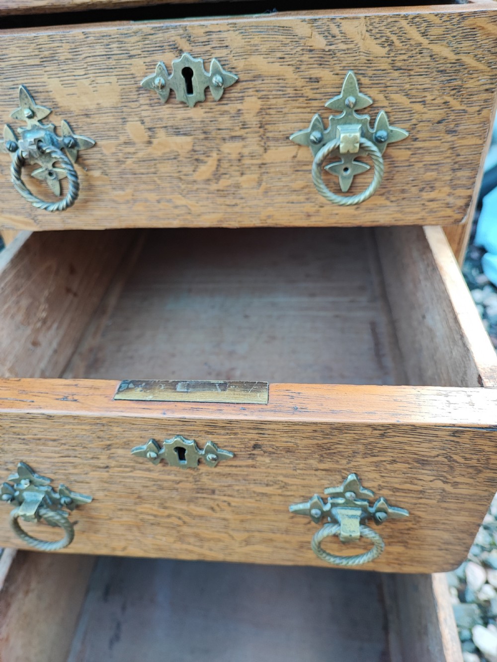 Fine 19c Gothic oak desk. View V