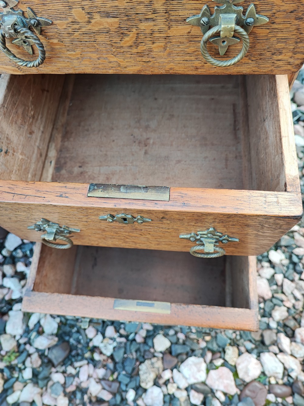 Fine 19c Gothic oak desk. View IX