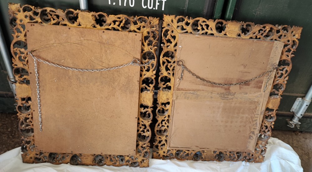 A pair of 19c carved gilt wood Italian Florentine mirrors. View II