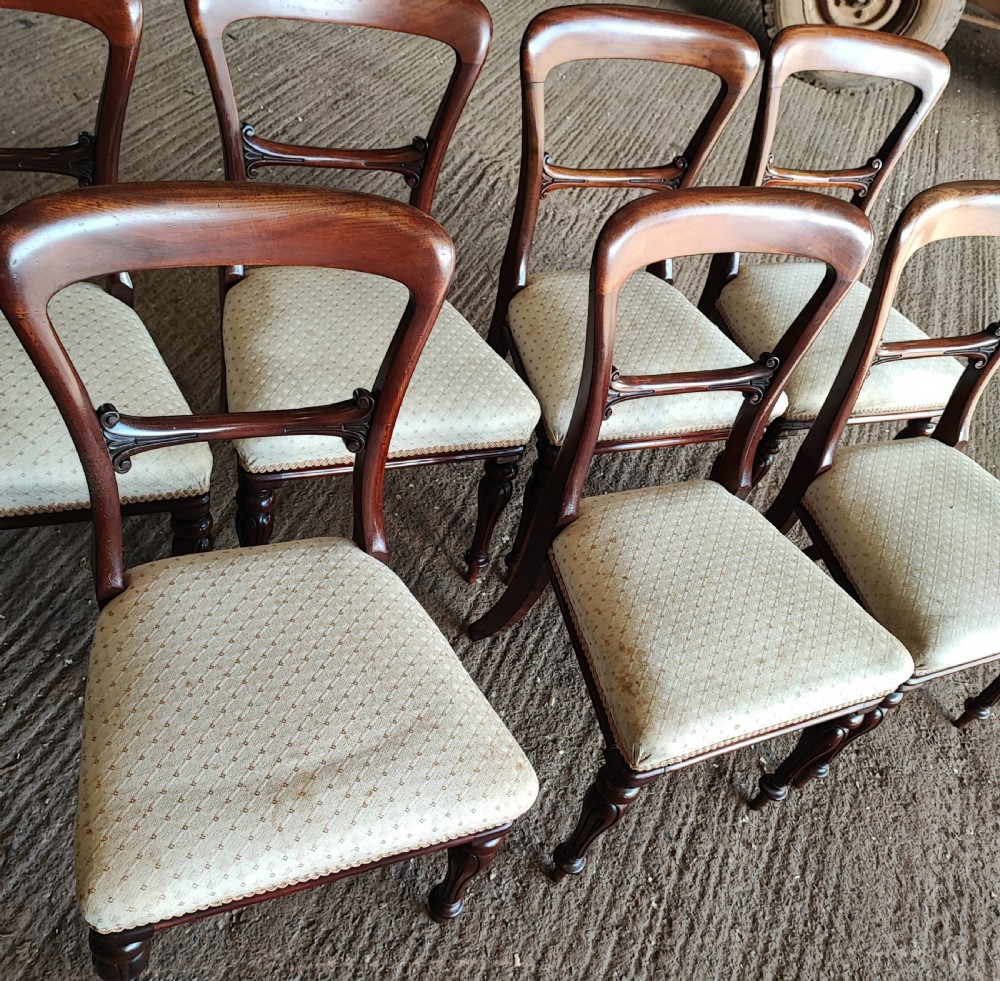 Quality set of 8 Victorian mahogany dining chairs. View X