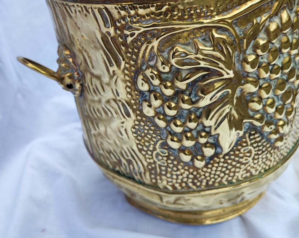 Victorian brass embossed jardiniere  View III