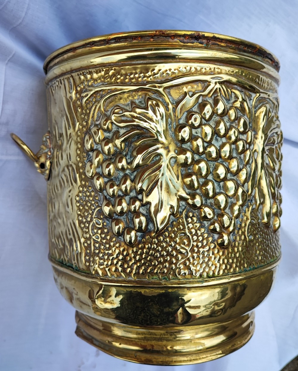 Victorian brass embossed jardiniere  View IV