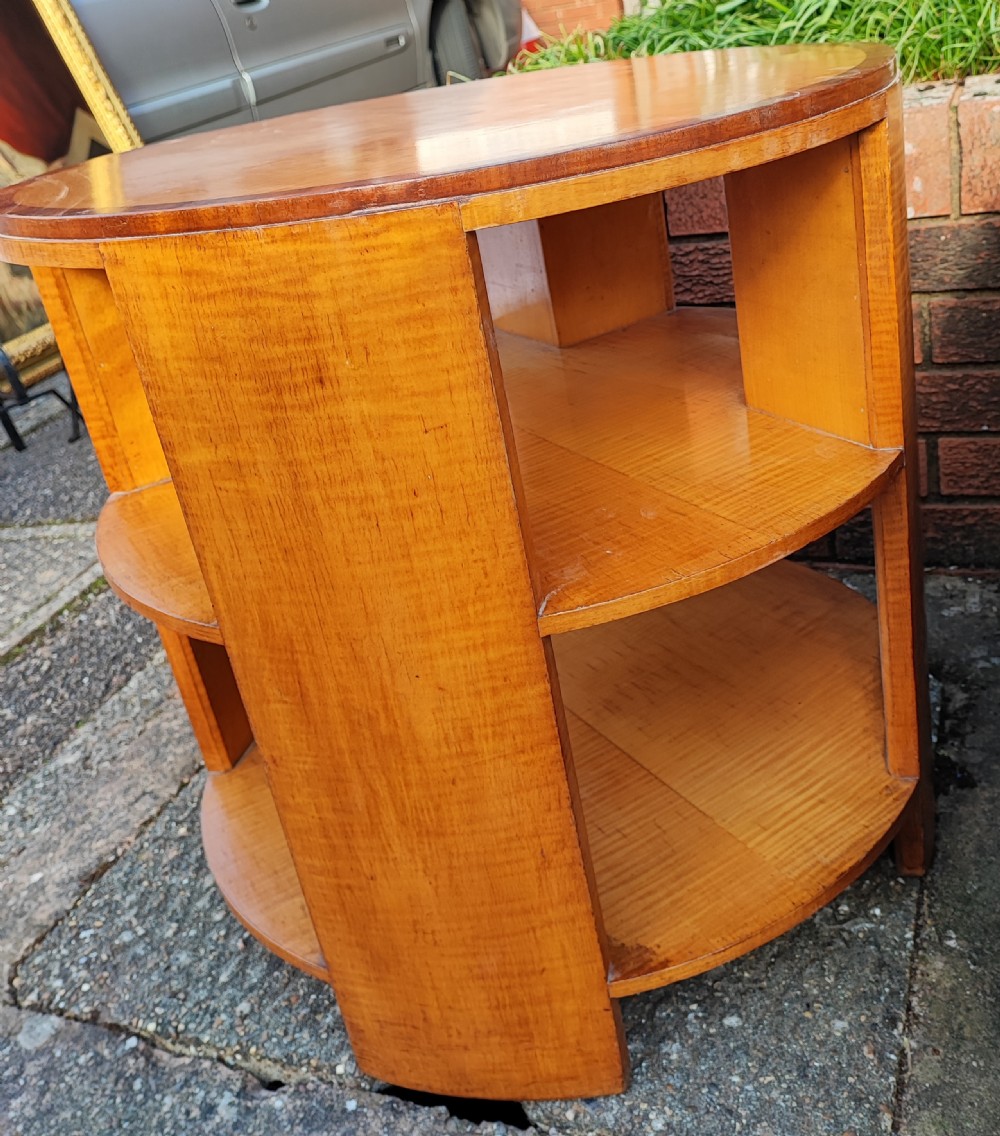 Art Deco satinwood book,lamp occasional  table by Maples of London. View V