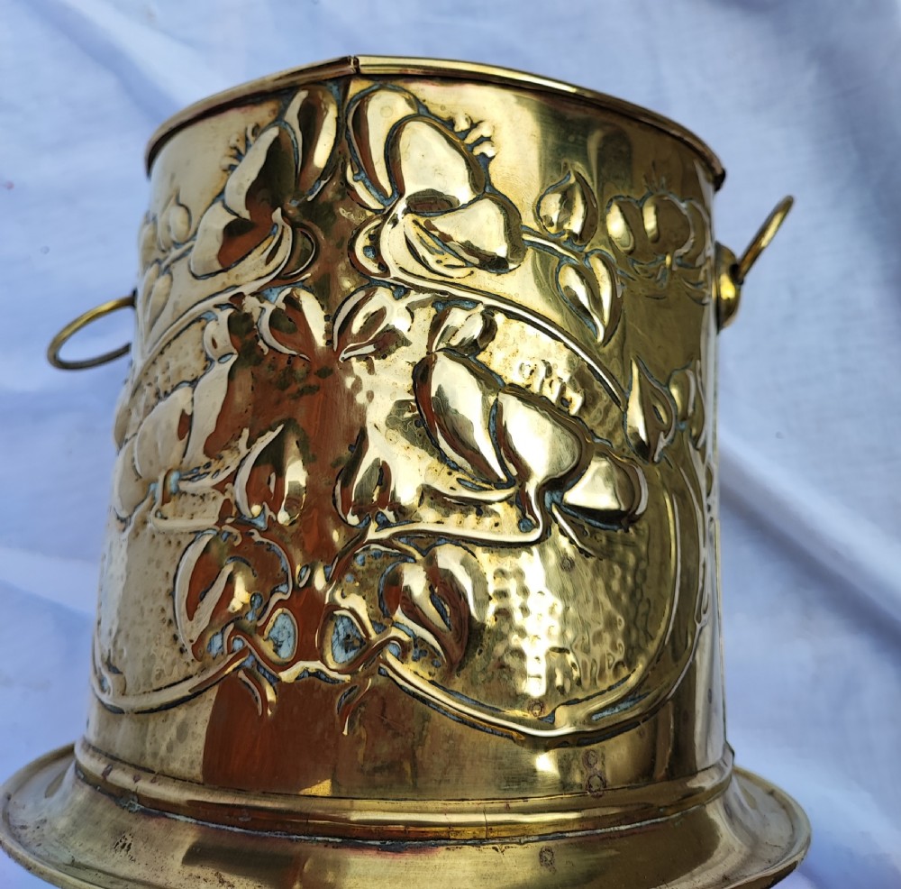 Small Victorian Art Nouveau brass jardinier View VII