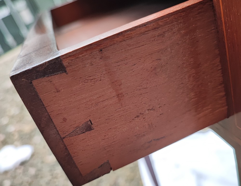 Quality marquetry inland mahogany envelope card table. View VI