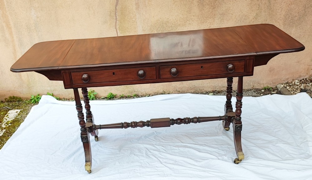 Regency mahogany and ebony sofa table. View IV