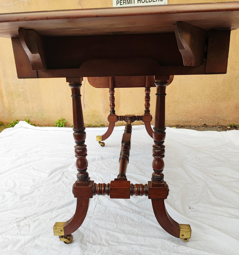 Regency mahogany and ebony sofa table. View V