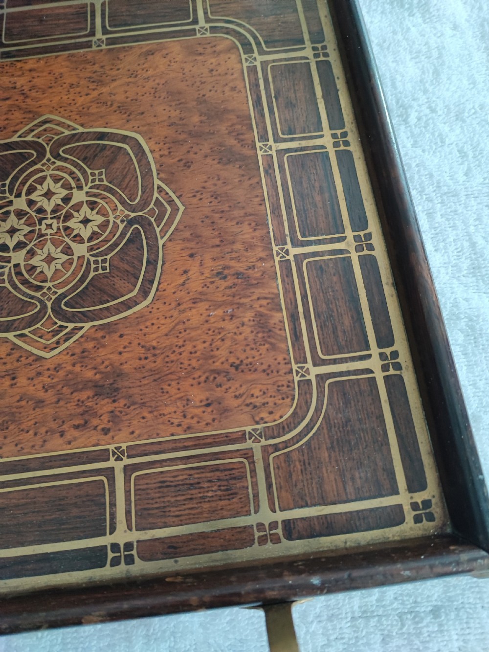 A fine art nouveau brass inlaid tray by Erhard & Sohne Germany. View XIII