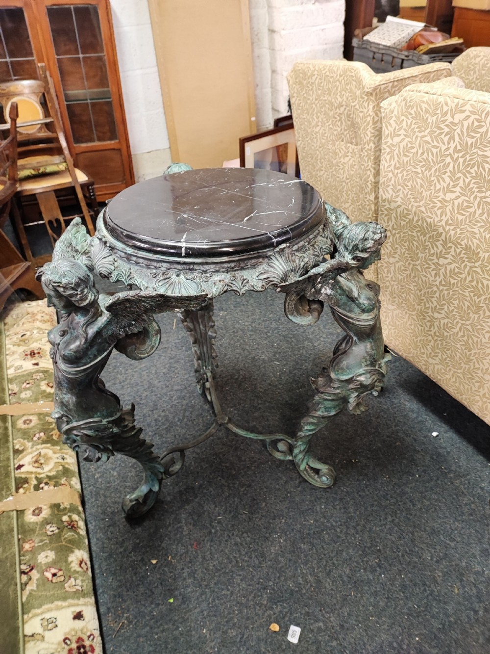 Fine Verdigris bronze and marble  side  centre table  View XVII