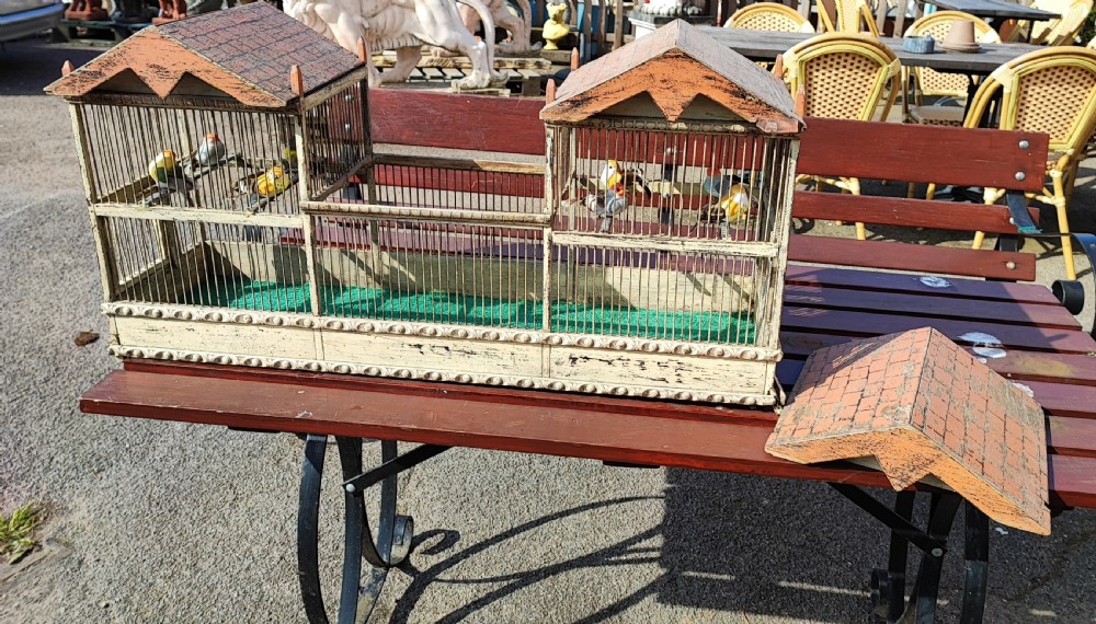 An antique folk art pavilion bird cage. View V