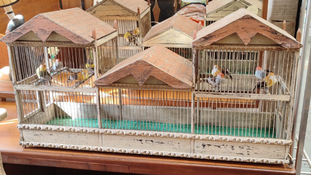 An antique folk art pavilion bird cage. View XIII