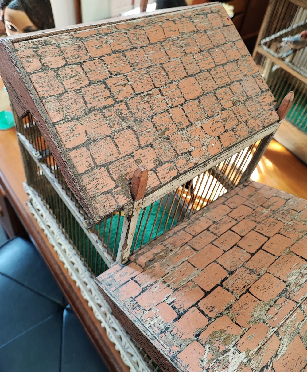 An antique folk art pavilion bird cage. View XIV