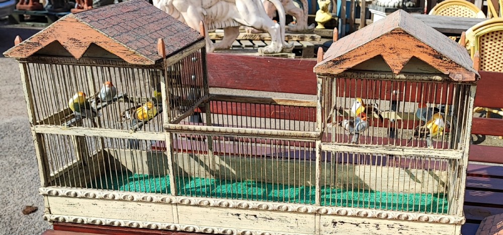 An antique folk art pavilion bird cage. View XVI