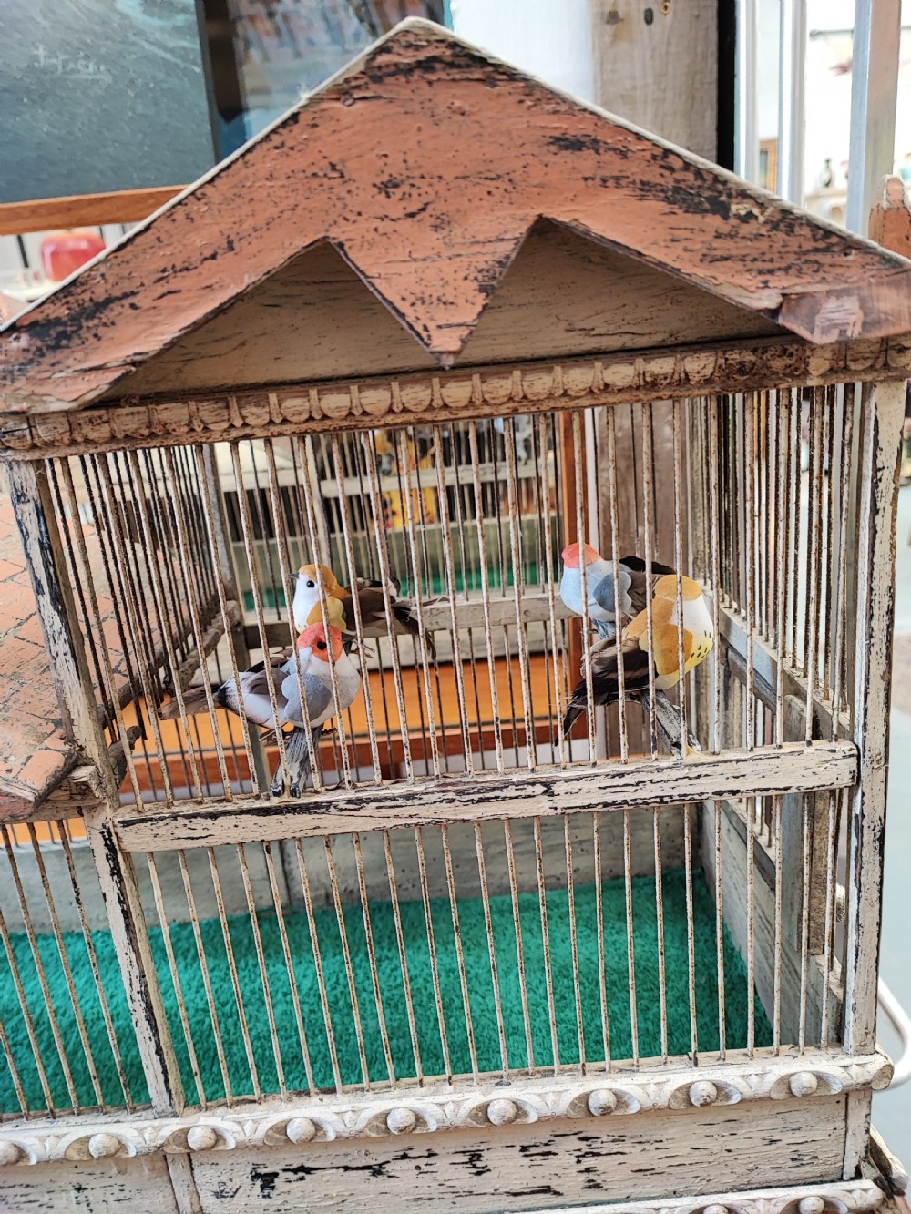 An antique folk art pavilion bird cage. View XVII