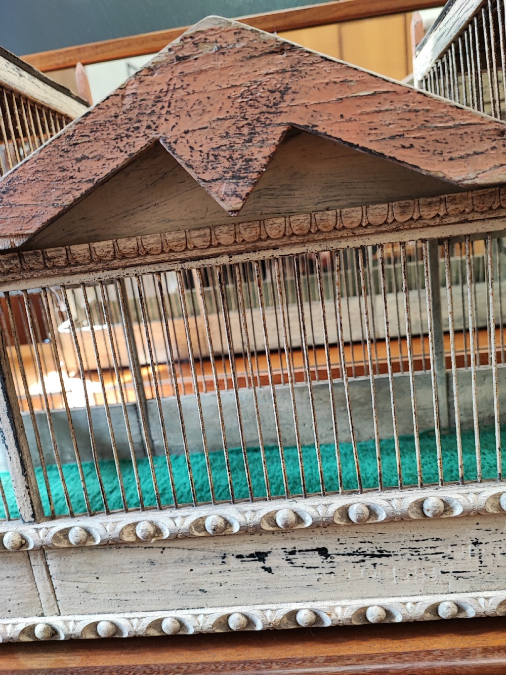 An antique folk art pavilion bird cage. View XVIII
