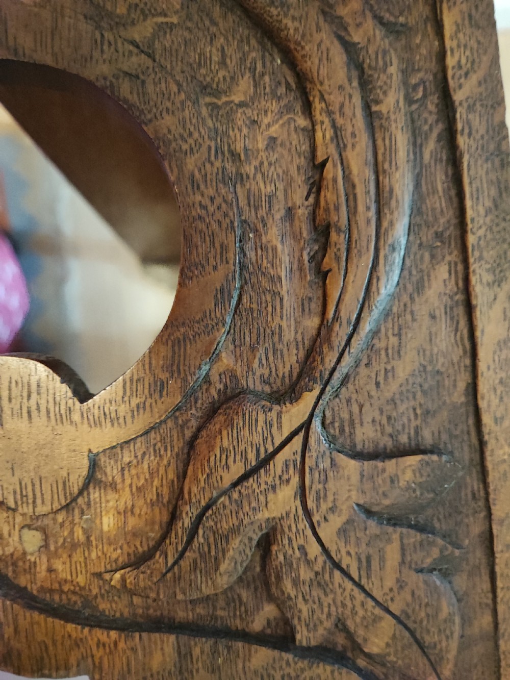 Antique carved oak hanging wall shelves View XIII