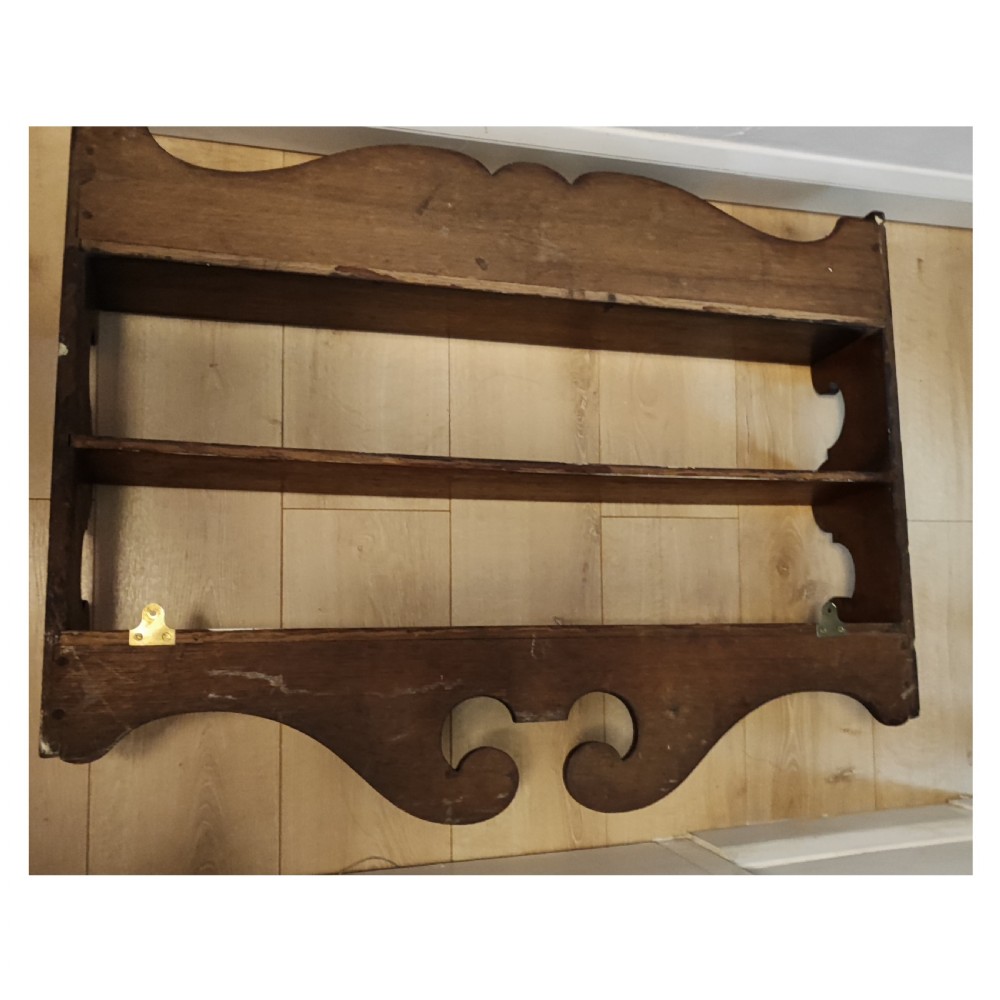 Antique carved oak hanging wall shelves View XVI